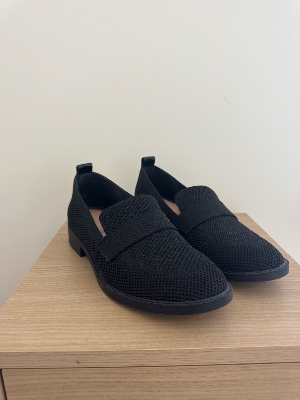 Kelly & Katie Black Knit Slip-On Loafers